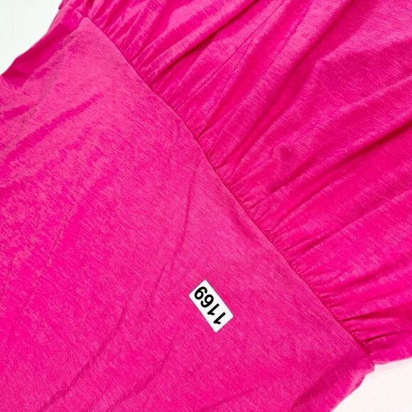 Old Navy Dress Women 2X Hot Pink Sleeveless round Neck Midi NWT flowy tiered - Picture 9 of 9